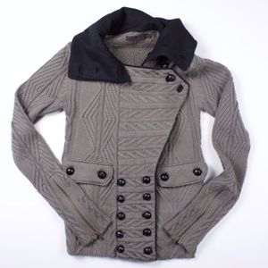 Nicholas K cable knit sweater coat